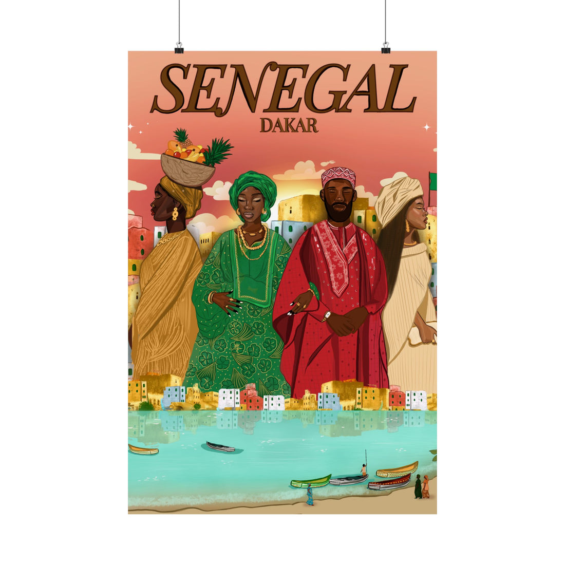 Senegal (Pink Background) - Matte Vertical Posters