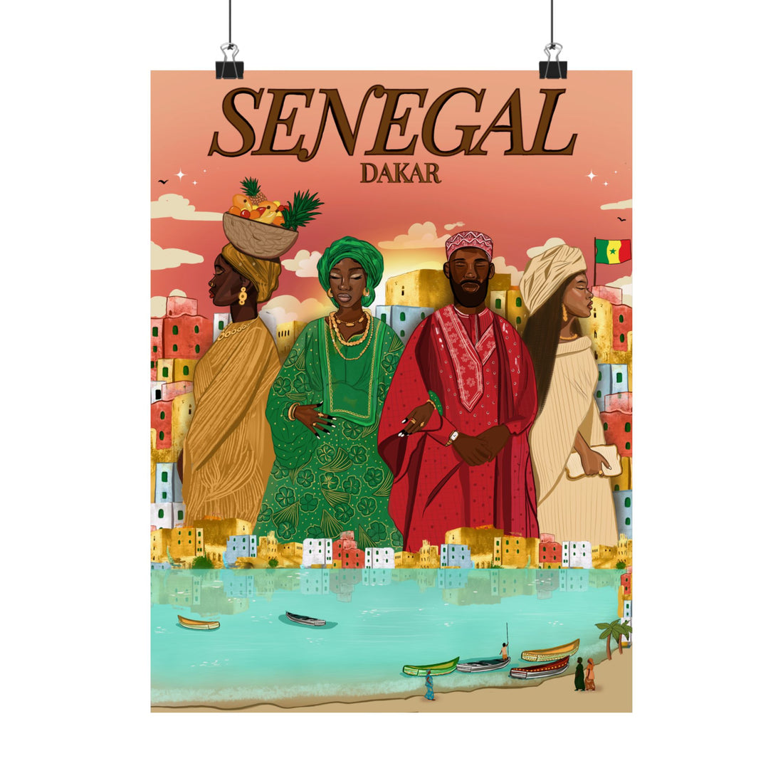 Senegal (Pink Background) - Matte Vertical Posters