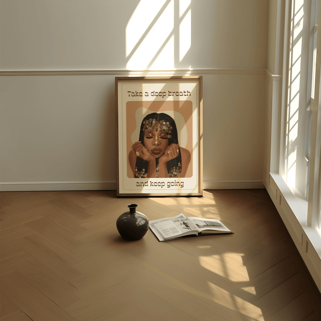 Take a Deep Breath (Brown Background) - Matte Vertical Posters