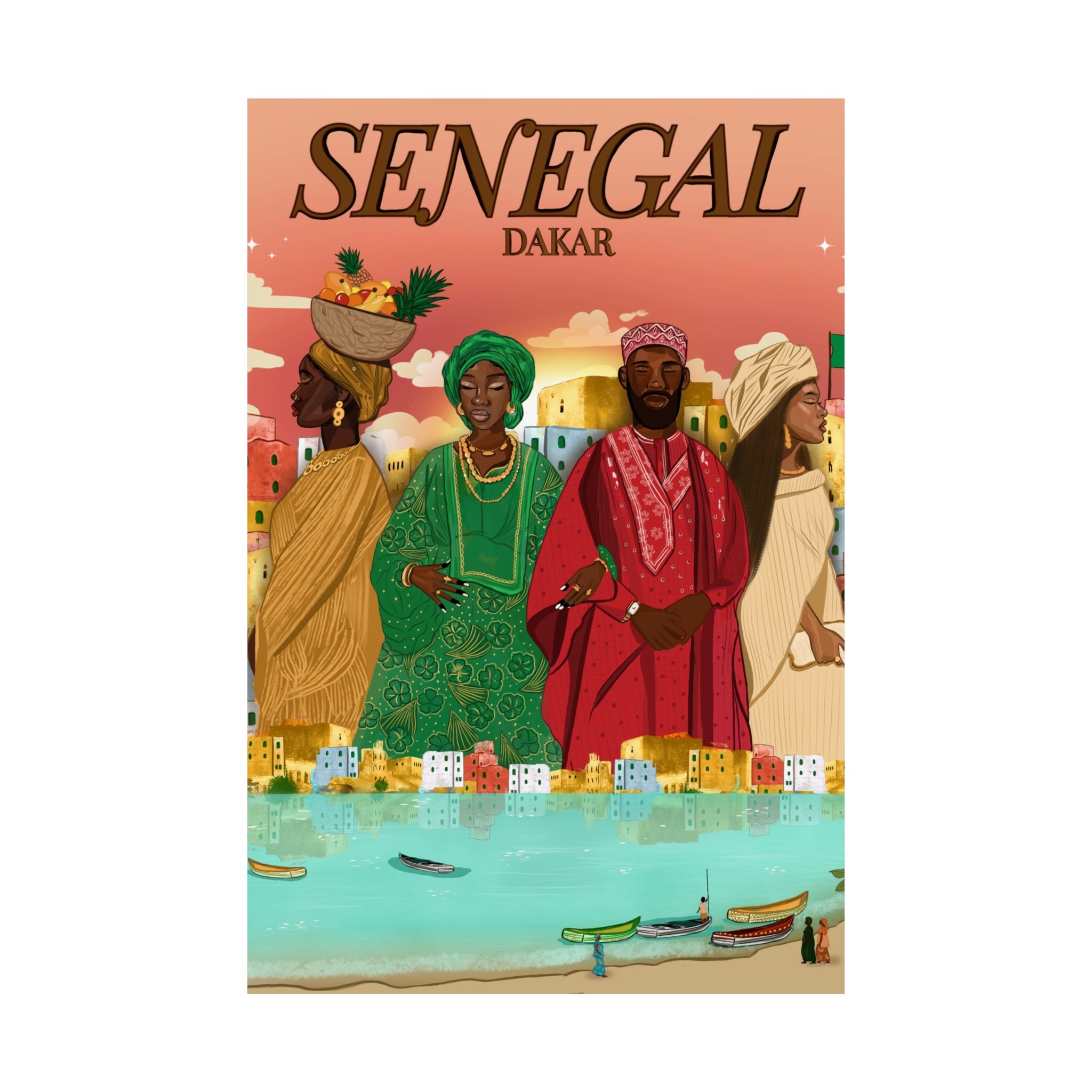 Senegal (Pink Background) - Matte Vertical Posters