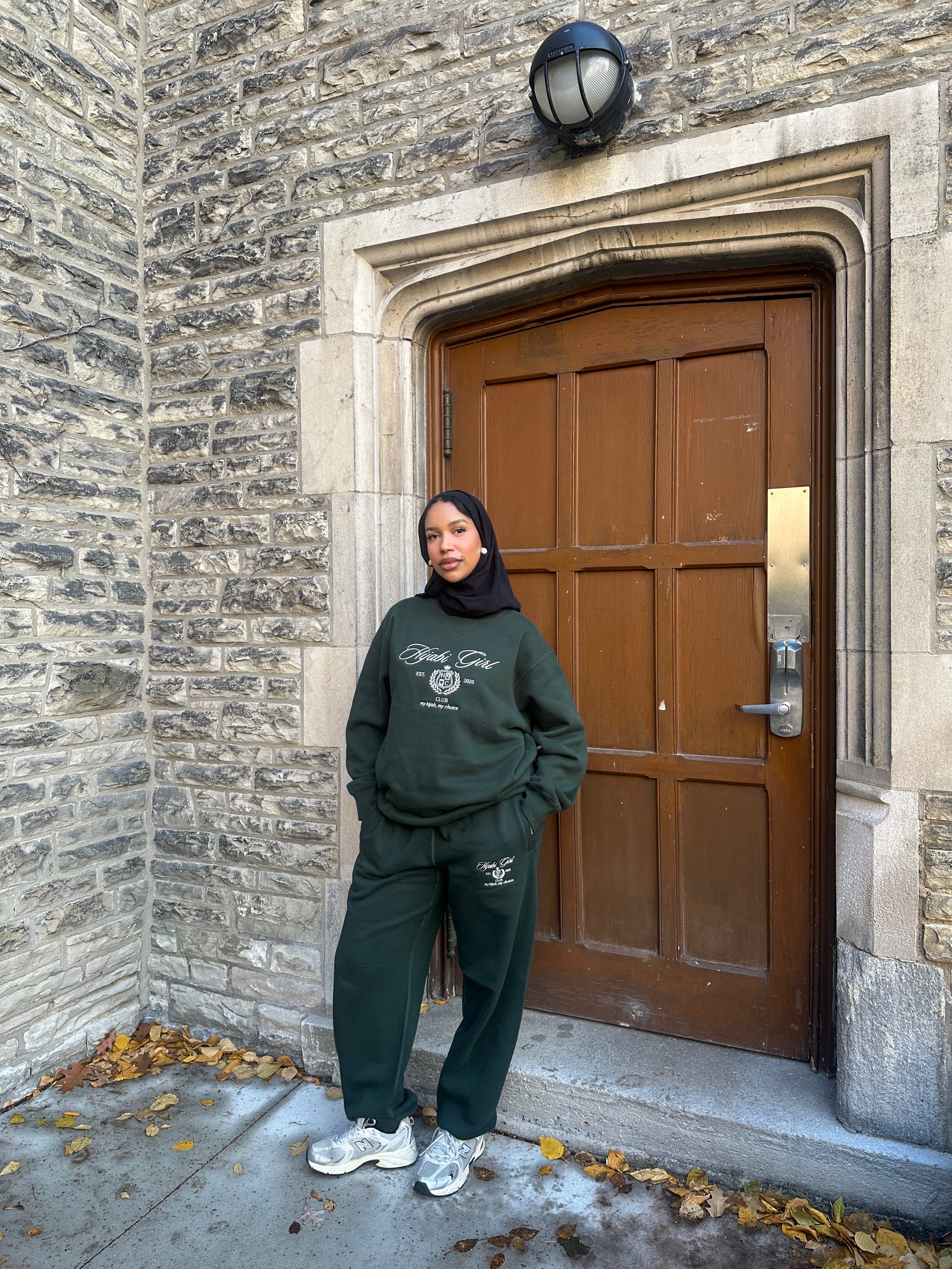 Hijabi Girl Club Sweater in Forest Green