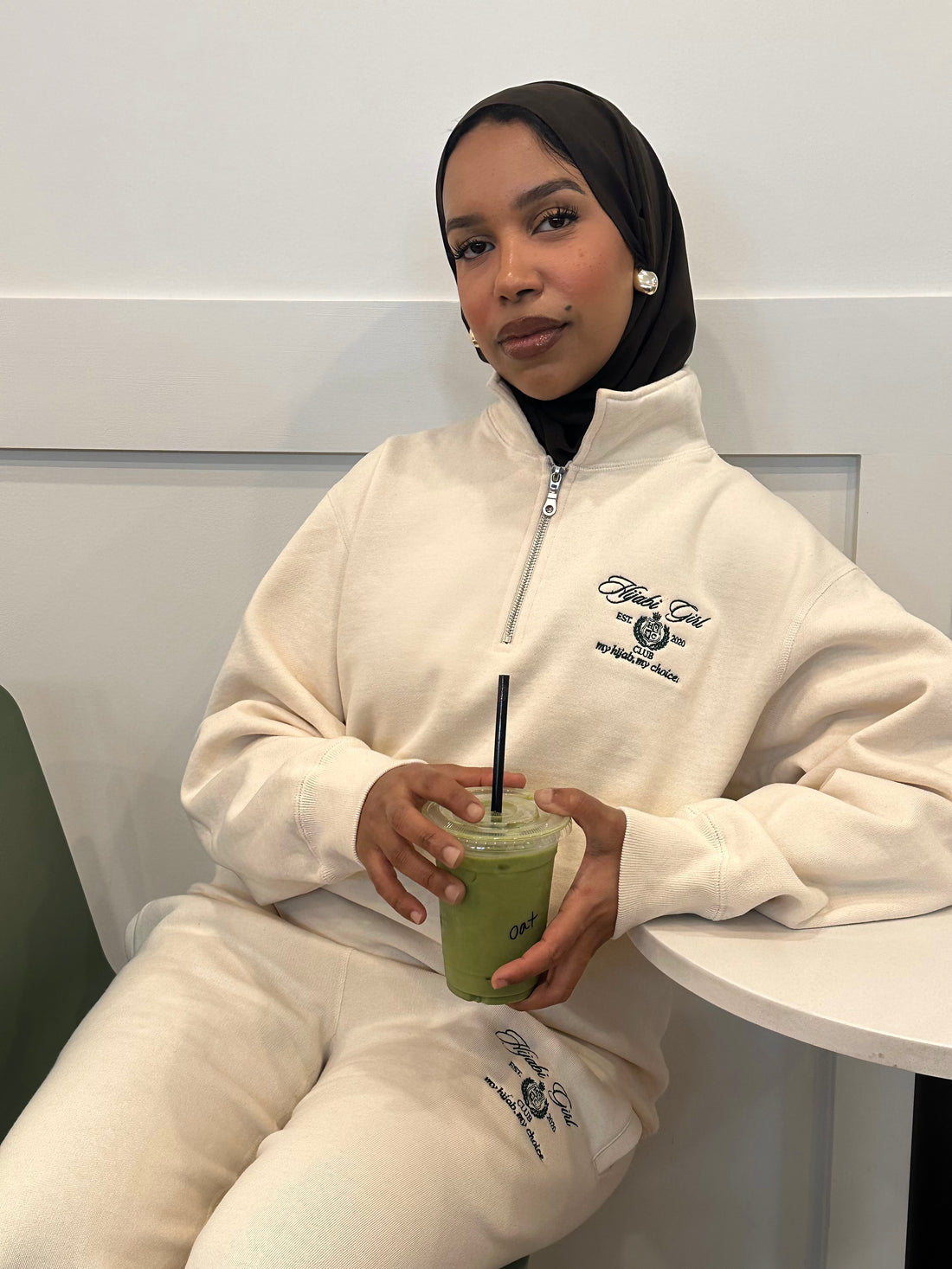 Hijabi Girl Club Quarter Zip Cream