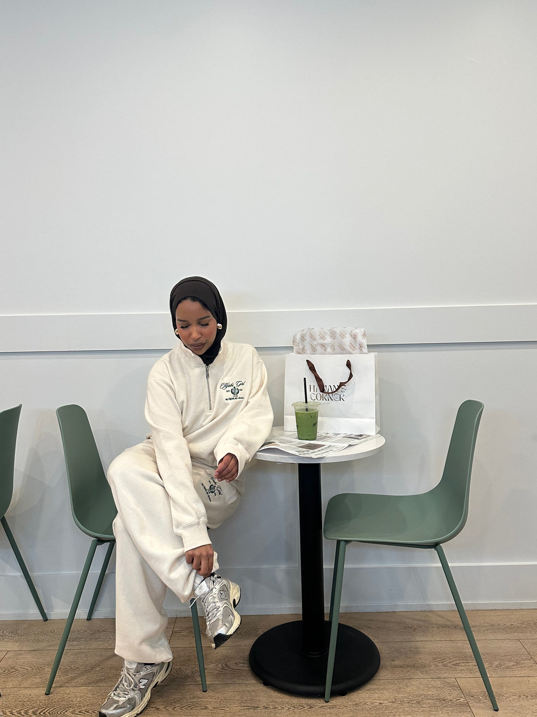 Hijabi Girl Club Quarter Zip Cream