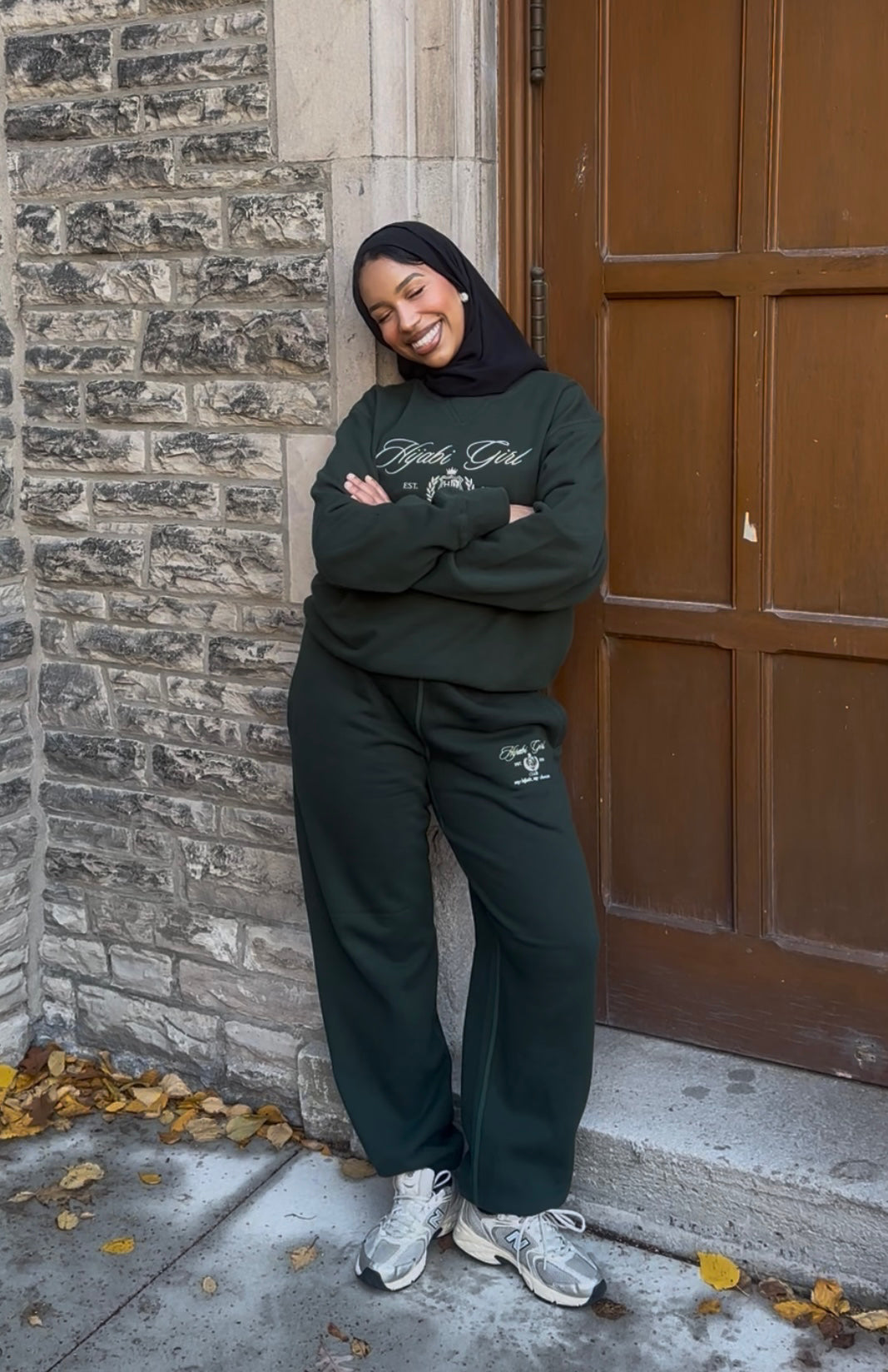 Hijabi Girl Club Sweater in Forest Green
