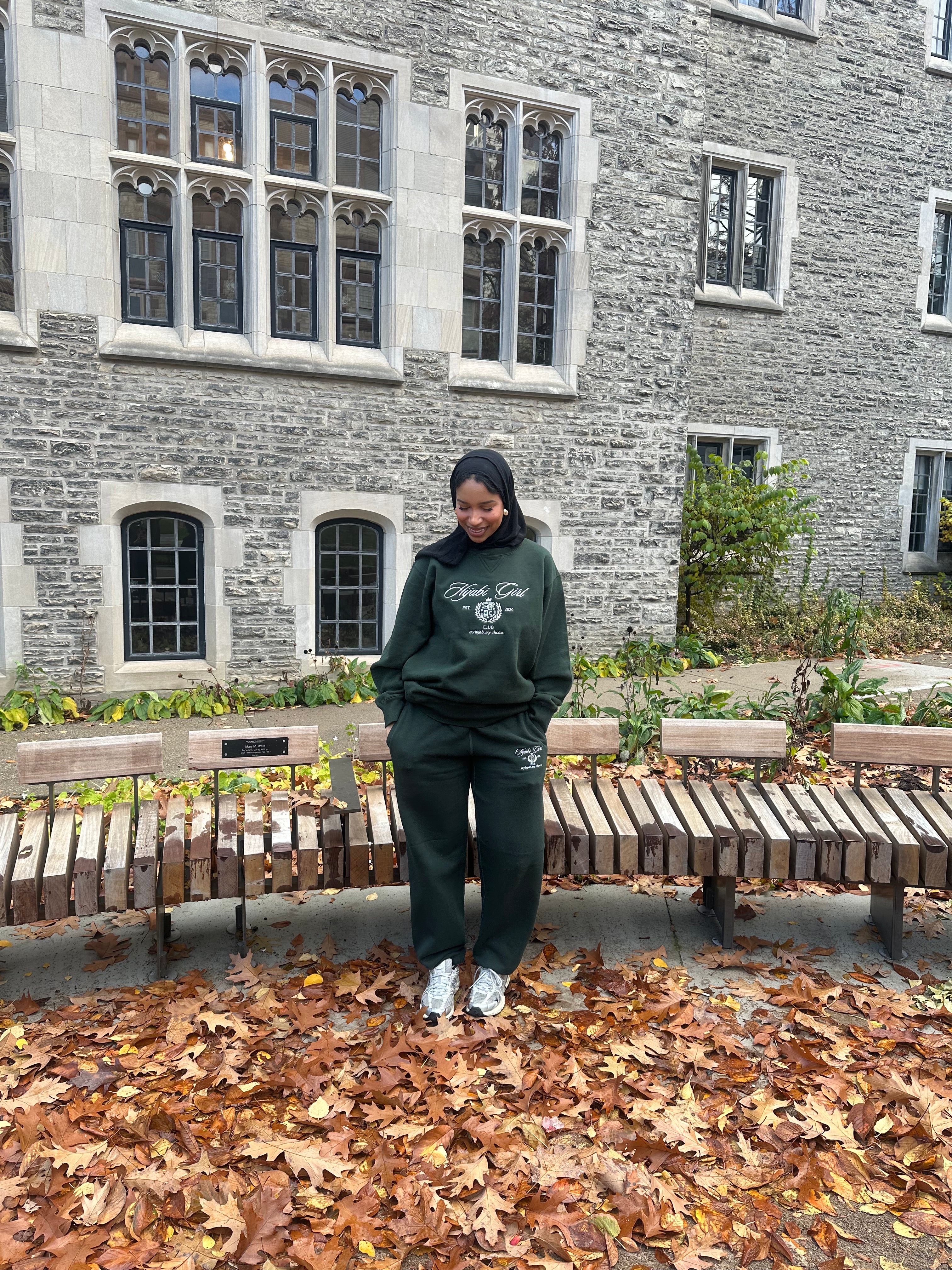 Hijabi Girl Club Sweater in Forest Green