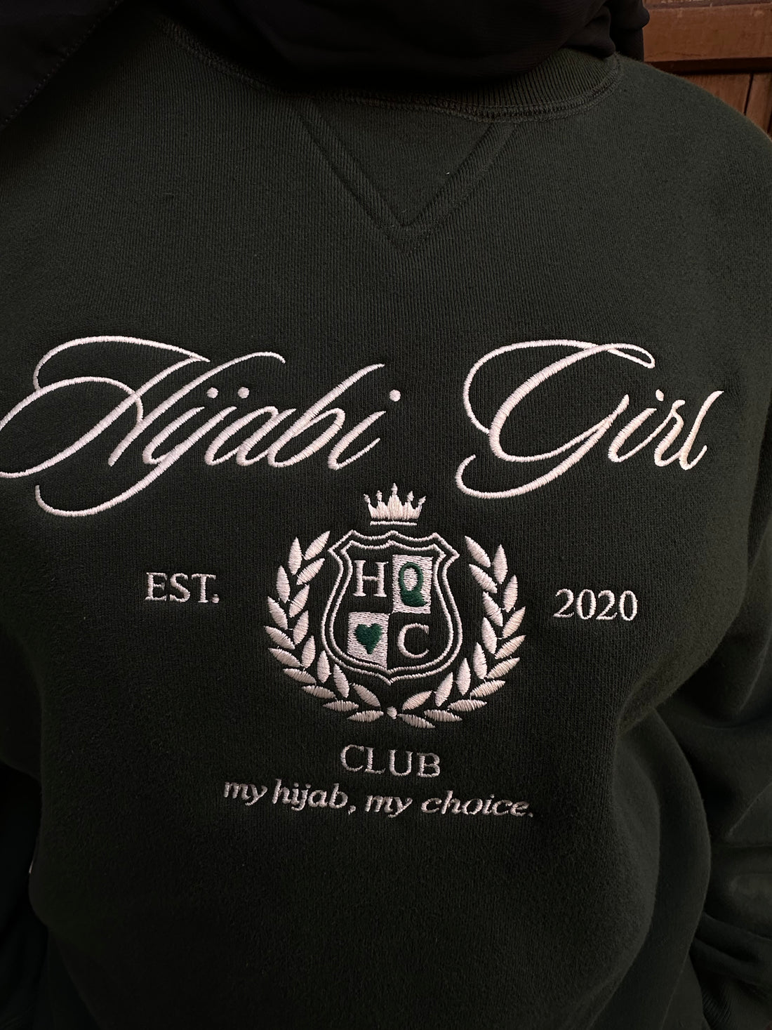 Hijabi Girl Club Sweater in Forest Green