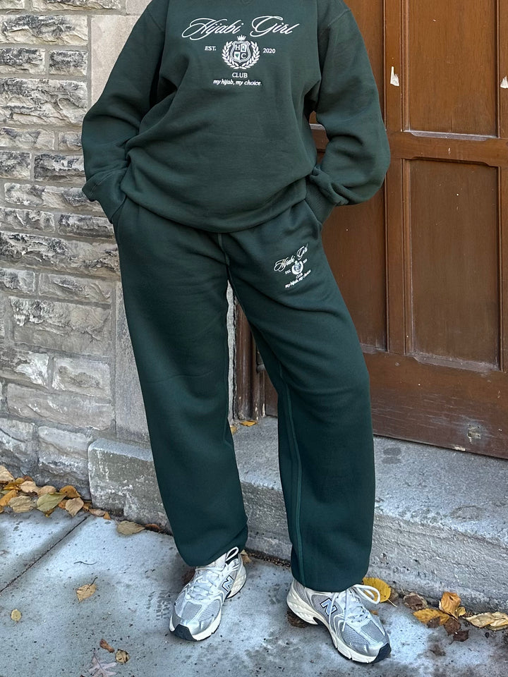 Hijabi Girl Club Sweatpants in Forest Green