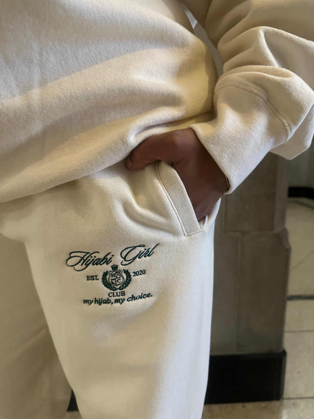 Hijabi Girl Club Sweatpants in Cream