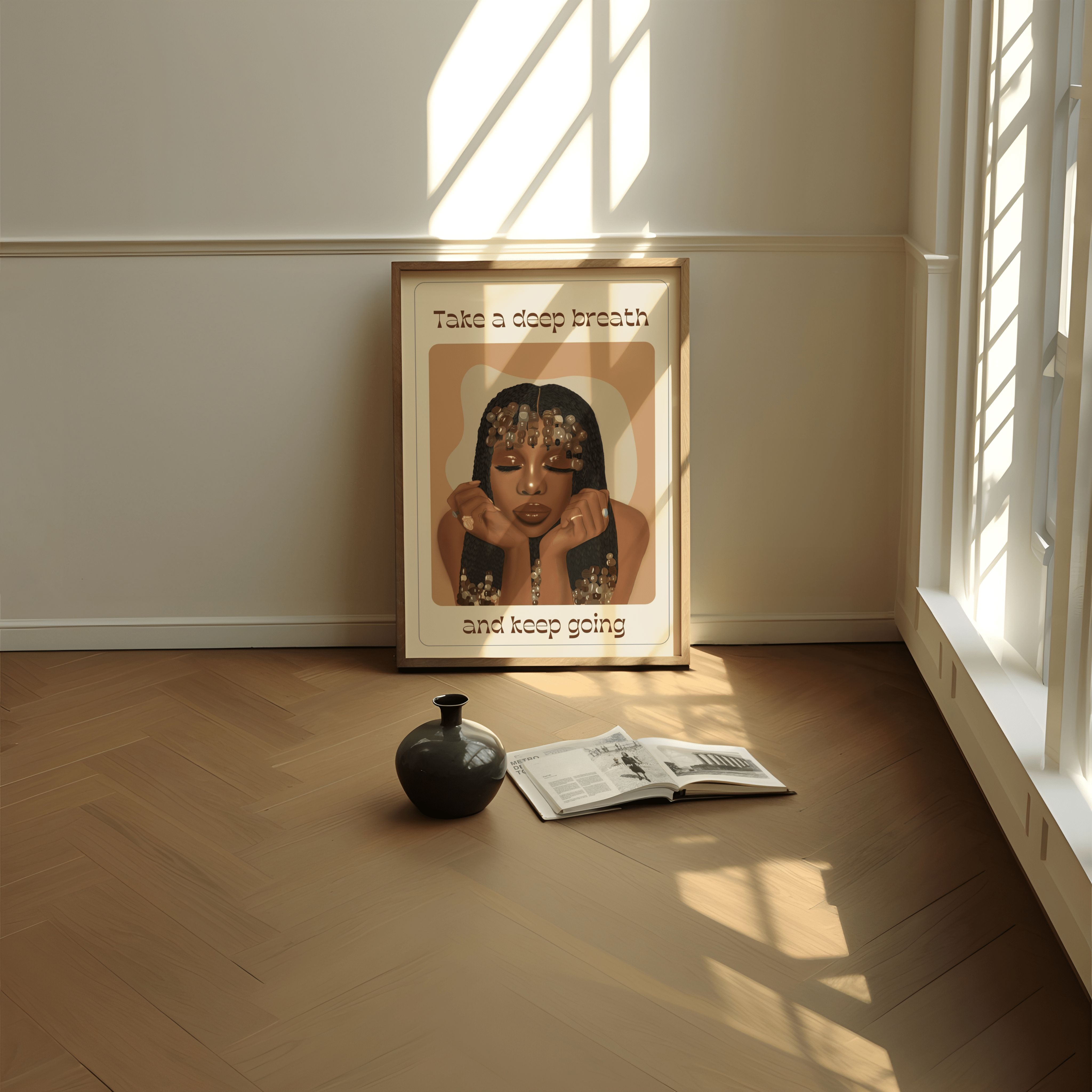 Take a Deep Breath (Brown Background) - Matte Vertical Posters