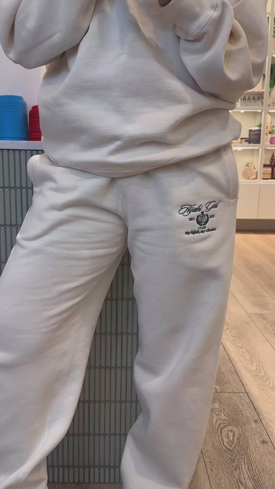 Hijabi Girl Club Sweatpants in Cream