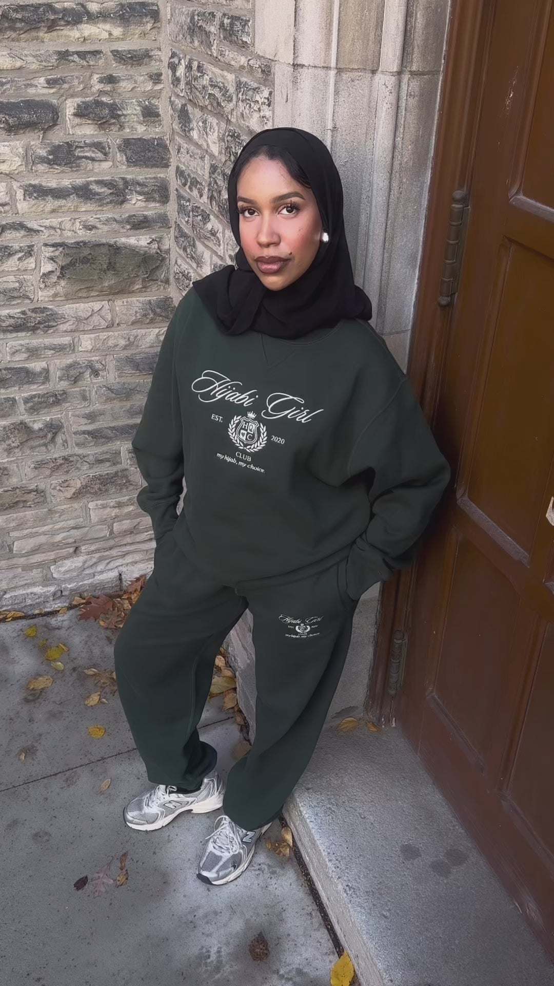 Hijabi Girl Club Sweater in Forest Green